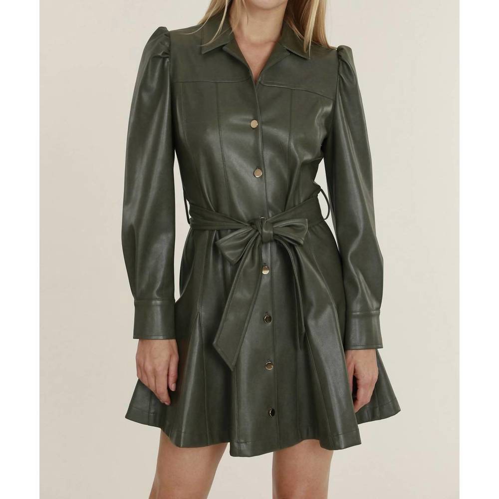 NEW DOLCE CABO vegan belted dress in army